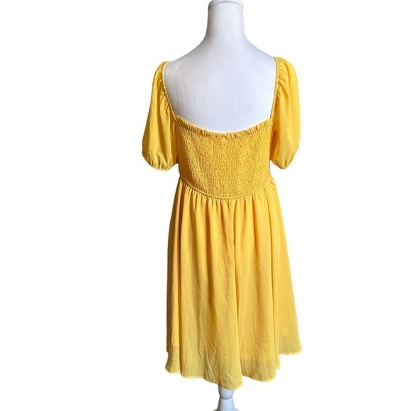 Byinns Sweetheart Neckline Dress Smocked Puff Short Sleeve Dress Size Large - Picture 5 of 17